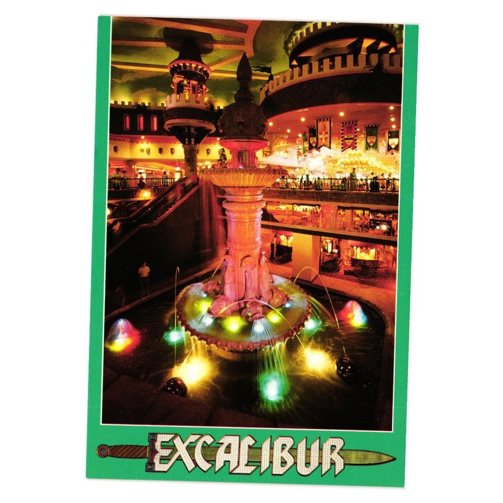 Vintage Postcard Las Vegas Excalibur Hotel Casino Fountain King Arthur Vacation